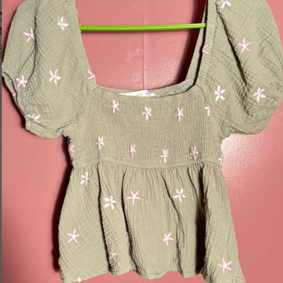 Altar’d State Olivia Flower Embroidered Babydoll Top – Size Small - Picture 4 of 5